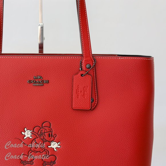 NWT 89975 Disney X Coach Central Tote With Zip With Mickey Mouse Motif in Red - Picture 6 of 12